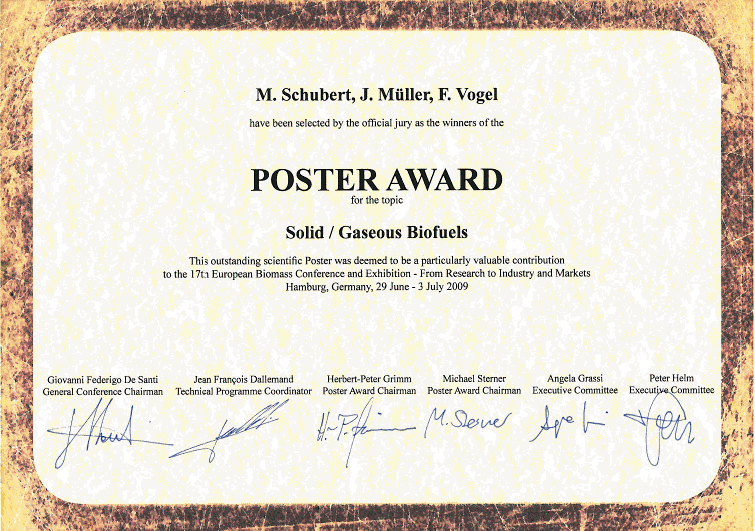 Poster Award, Solid /Gaseus Biofules