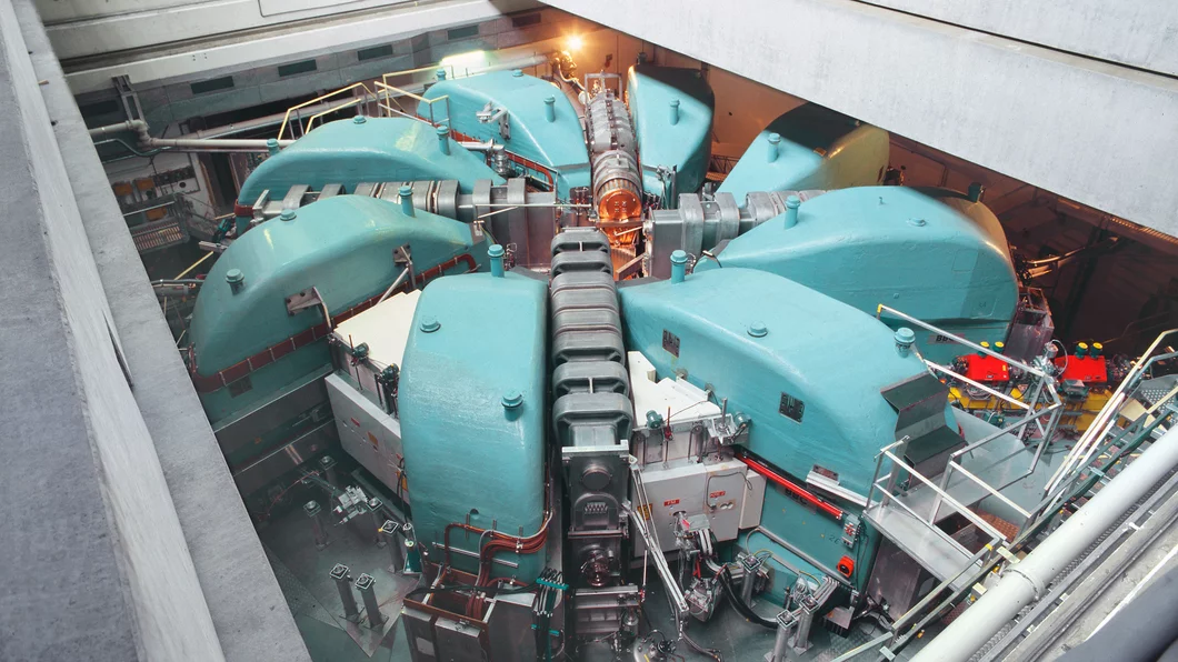 La pièce maîtresse de la recherche sur les grandes installations au PSI en 1988: le grand accélérateur circulaire de protons.