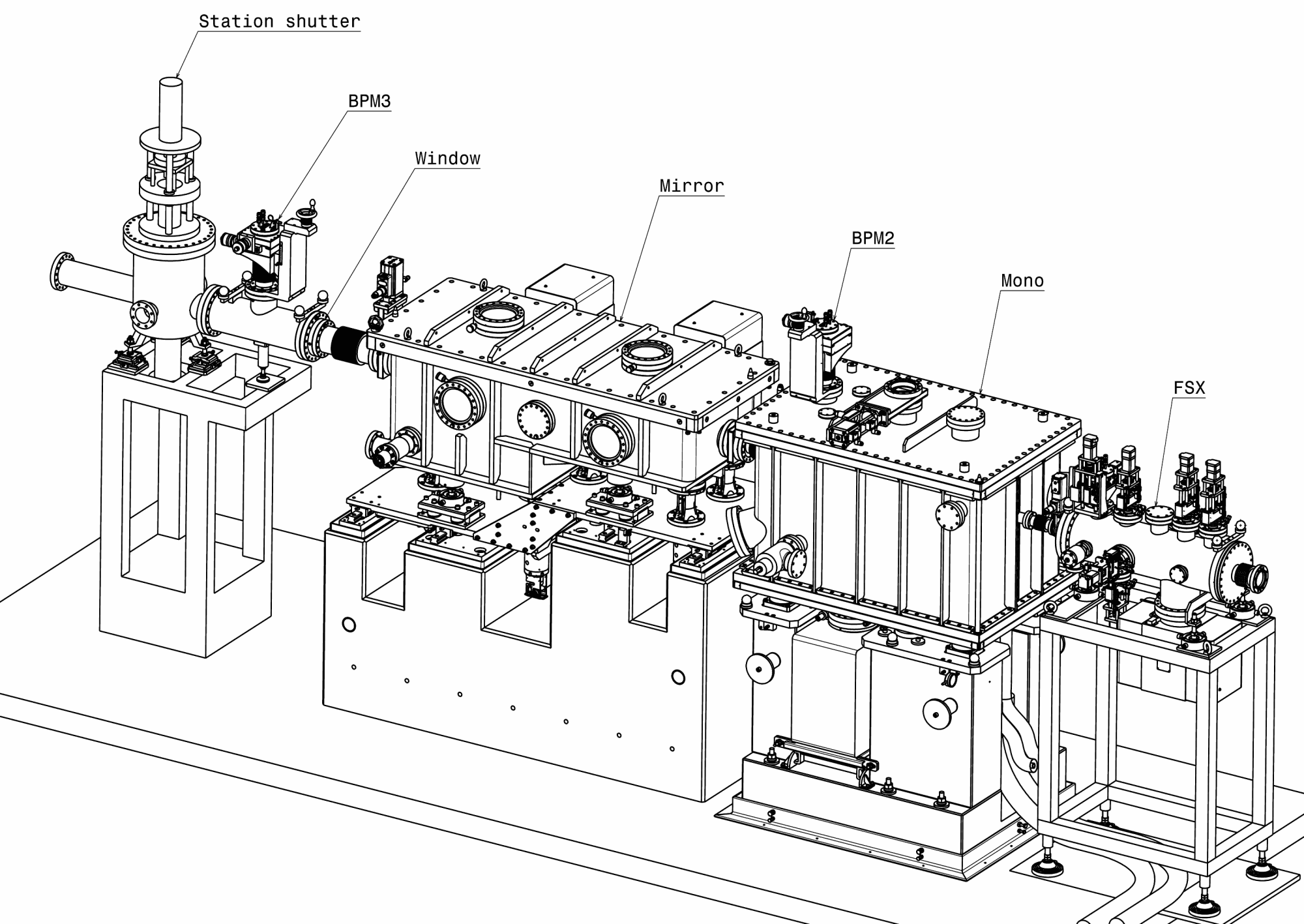 The MS Beamline components in the shielded Optics hutch