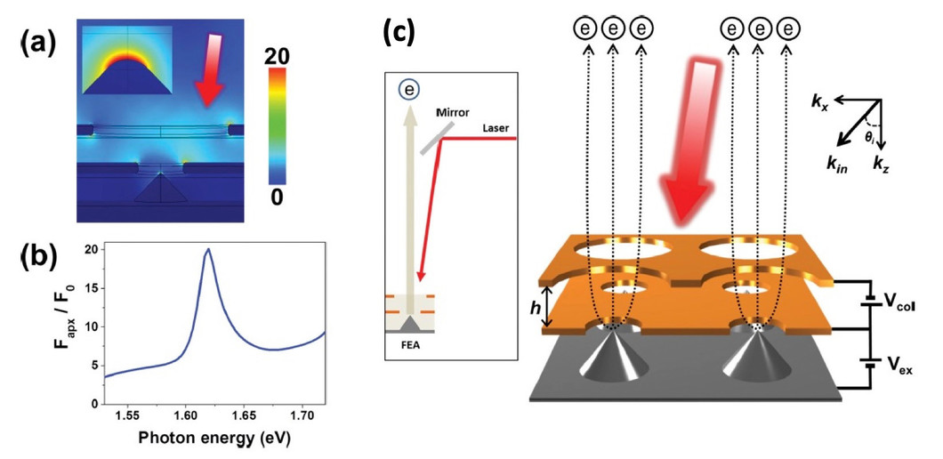 Surface-plasmon-enhanced laser-induced electron emission from double-gate FEAs. 