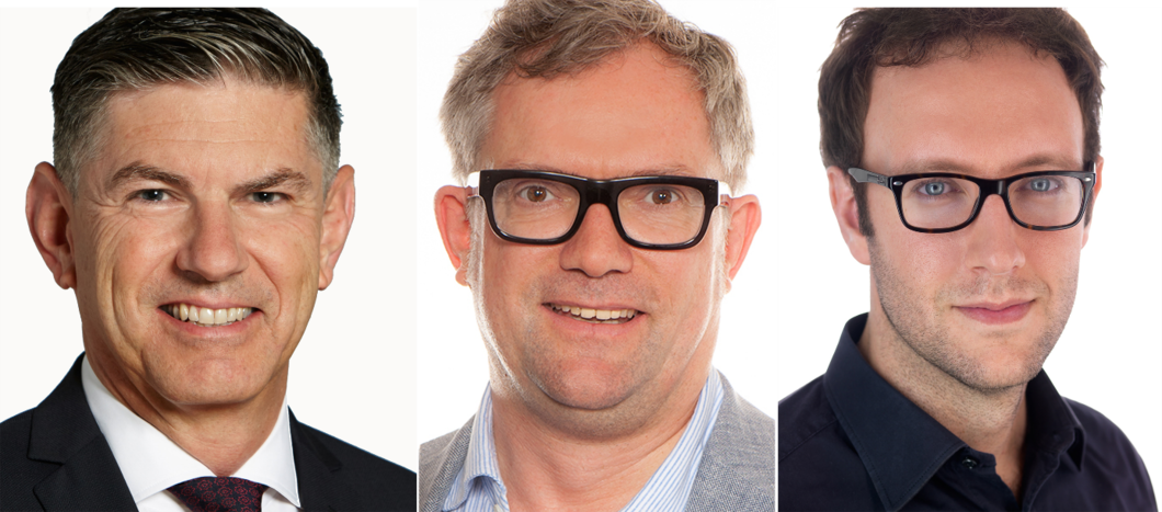Main PROGNOSTICS applicants (from left to right): Roger Schibli, Head of the Center for Radiopharmaceutical Science ETH-PSI; Damian Wild, Head of Nuclear MedicineUniversity Hospital Basel; Nicola Aceto, ETH Zurich Department Biology