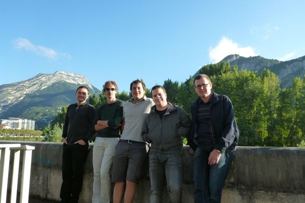 FAST in September 2014 (Visit to LPSC/IN2P3, Grenoble, France). Left to right: Jiri Krepel, Carlo Fiorina, Manuele Aufiero (LPSC/IN2P3), Boris Hombourger, Konstantin Mikityuk.