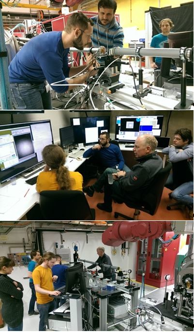 Figure 1 Scientists from PSI and XFEL during the beamtime at SwissFEL Bernina