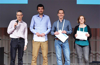 Marcin Gorzny (second from the left) reveiced one of the three poster prizes at the Swiss Nanoconvention 2017