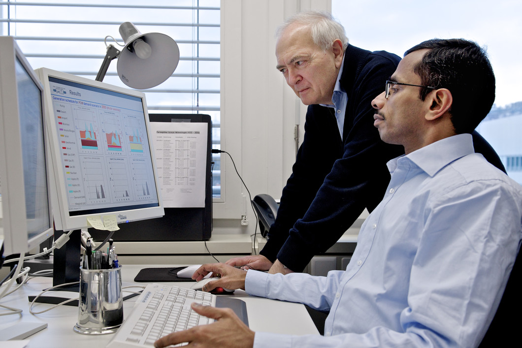 Stefan Hirschberg, Head of the Laboratory of Energy Systems Analysis, and Kannan Ramachandran, co-author of the STEM-E model.