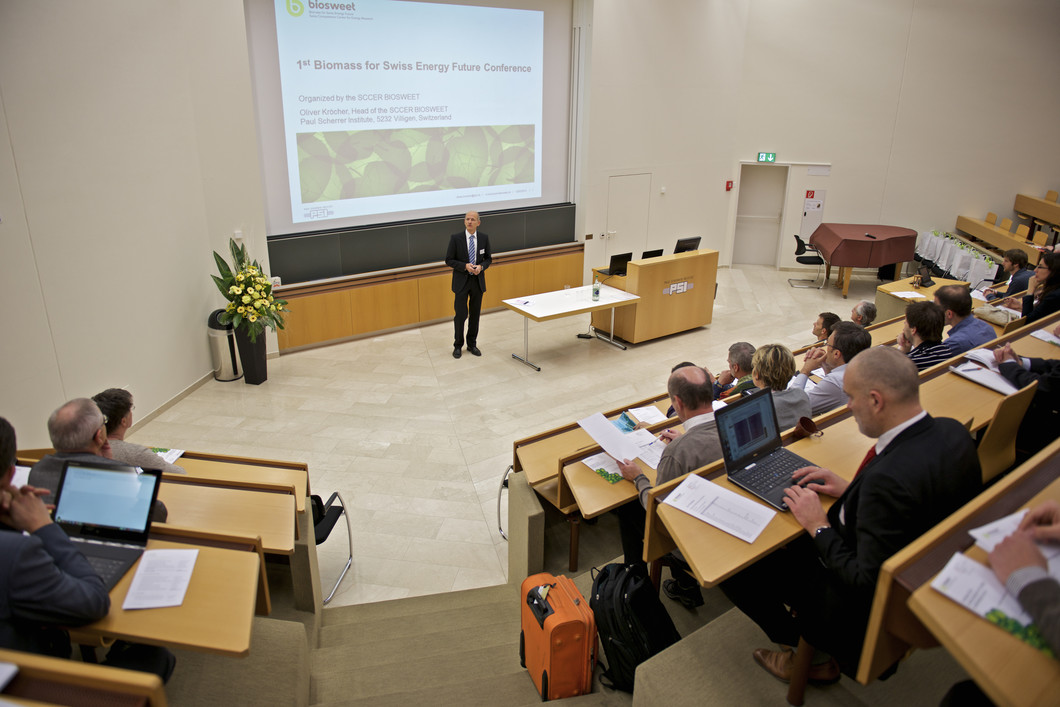 Das SCCER BIOSWEET tagte am 2. Dezember am PSI. Die Rolle der Biomasse in der zukünftigen Energieversorgung der Schweiz stand im Mittelpunkt der Diskussionen. Foto: Paul Scherrer Institut/Markus Fischer.