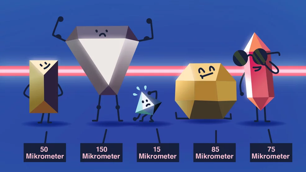 Proteinkristalle sind klein, teilweise mit 15 Mikrometern Kantenlänge sogar winzig.