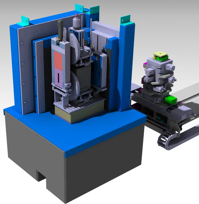 Falcon bunker including shutter, selectively disk chopper or fermi chopper and 4 axis slit system