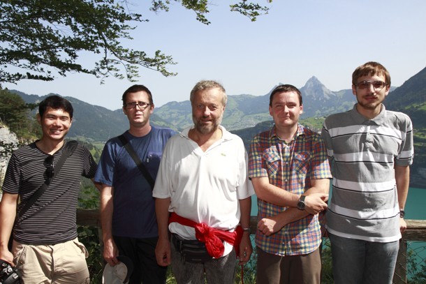 FAST in August 2012 (LRS Outing at Seelisberg). Left to right: Youpeng Zhang, Konstantin Mikityuk, Sandro Pelloni, Jiri Krepel, Dominik Hermann.