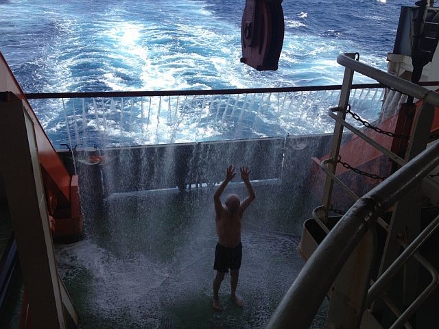 Sea-water shower is hugely popular among crew and scientists
