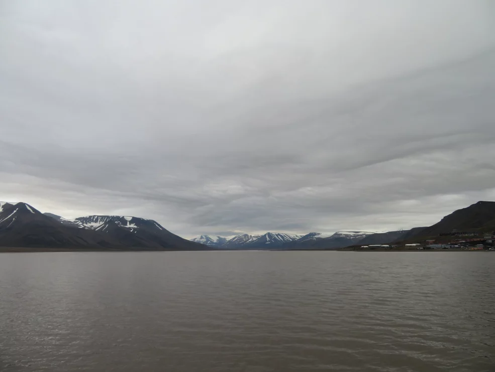 Low clouds over the Fjord of Longyearbyen