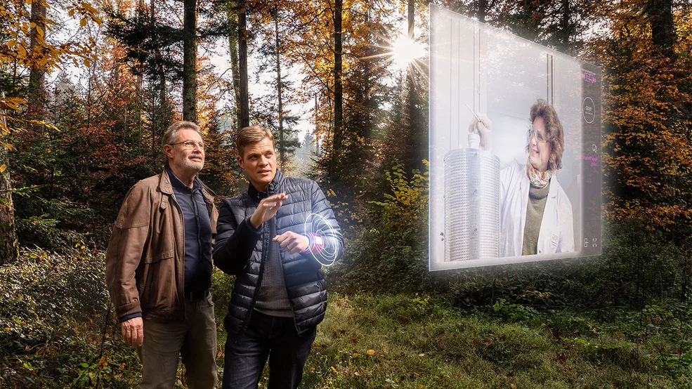 Hans Sigg, Jonathan White and Marisa Medarde (from left) 
(Photo: Scanderbeg Sauer Photography, 3d-object and visualisation: Incursion/Manuel Guédes)