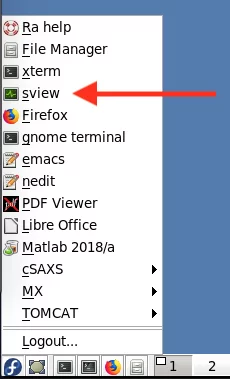 Launching the Sview program from the start menu on Ra