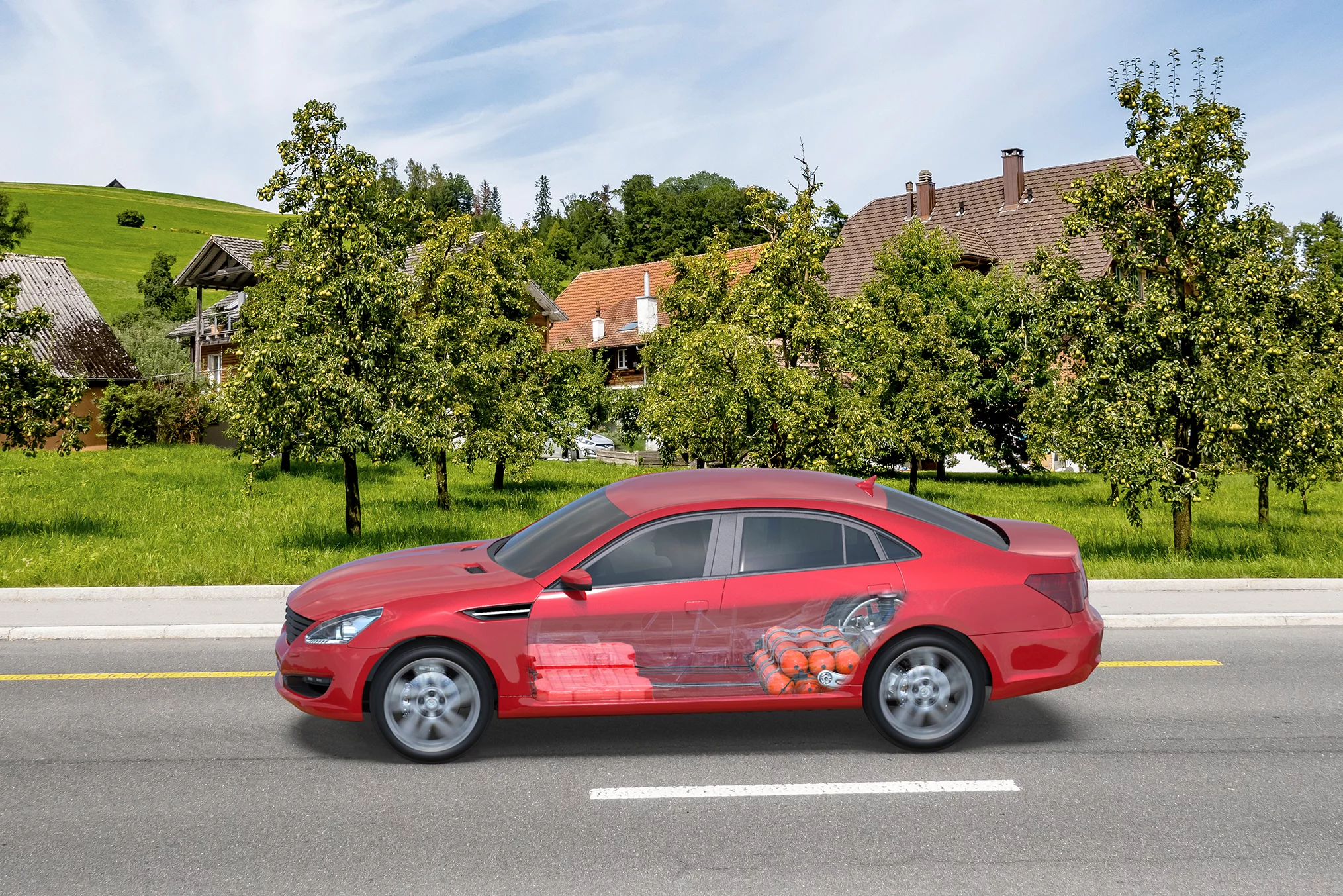 Personenwagen, die mit Wasserstoff-Brennstoffzellen angetrieben werden, haben zwar eine höhere Reichweite als Elektroautos, sind jedoch weniger effizient als diese.