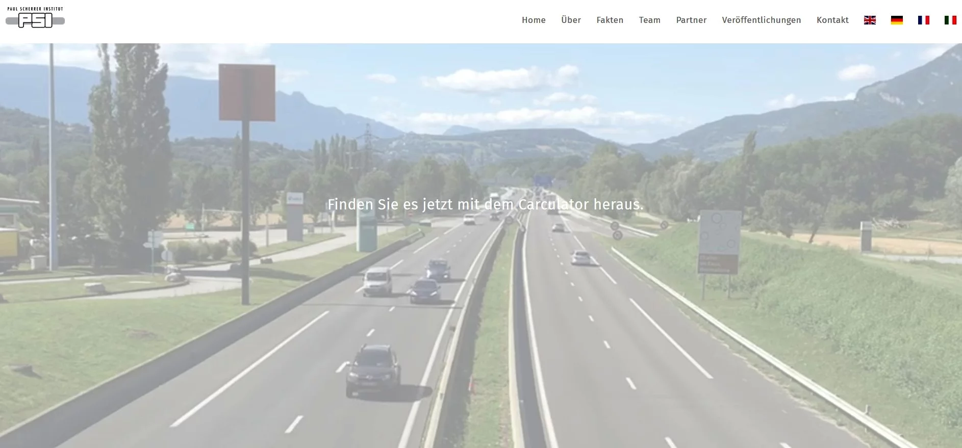 Screenshot of the Carculator home page 