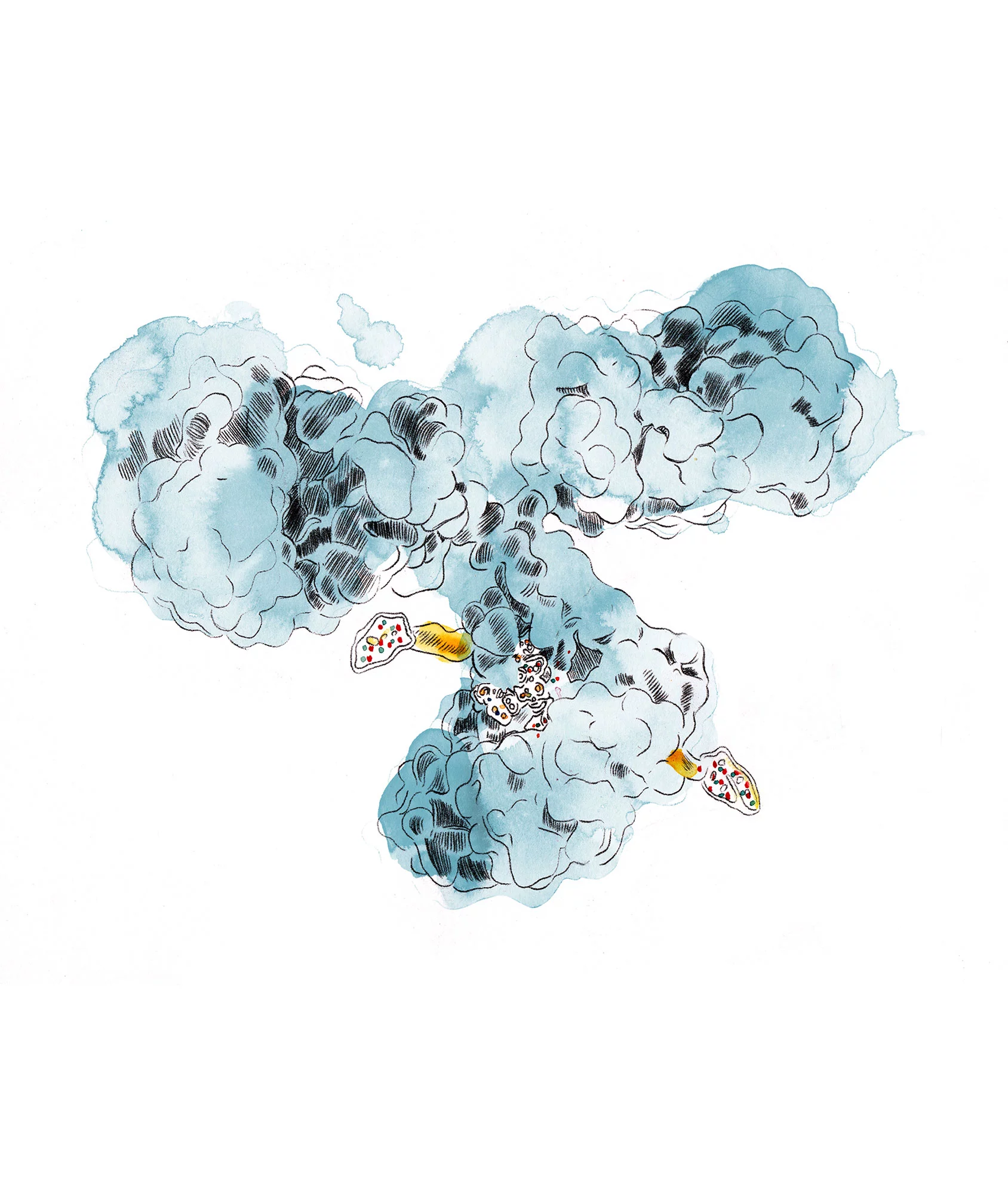 For better tumour therapies, Spycher can attach the drug to the antibody using an enzyme. The "glue" (yellow) plays a crucial role.