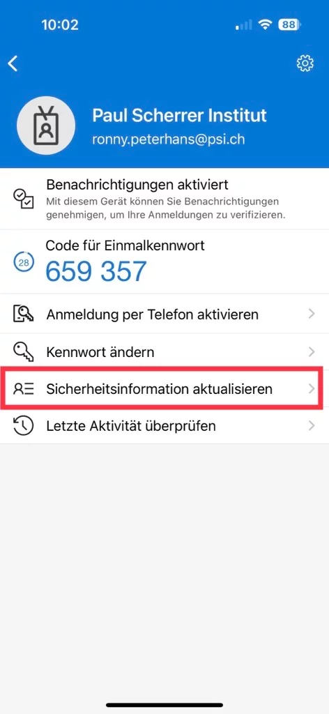 update security settings
