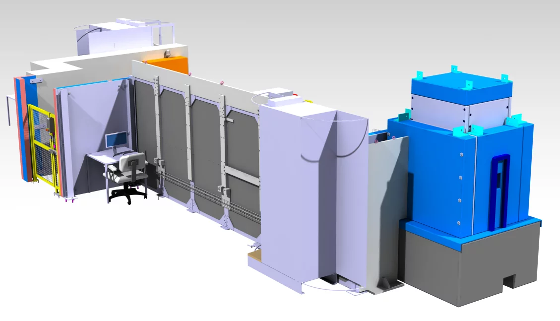 Area of future Falcon instrument in the SINQ neutron guide hall, at the end of the neutron guide RNR12, is already built.