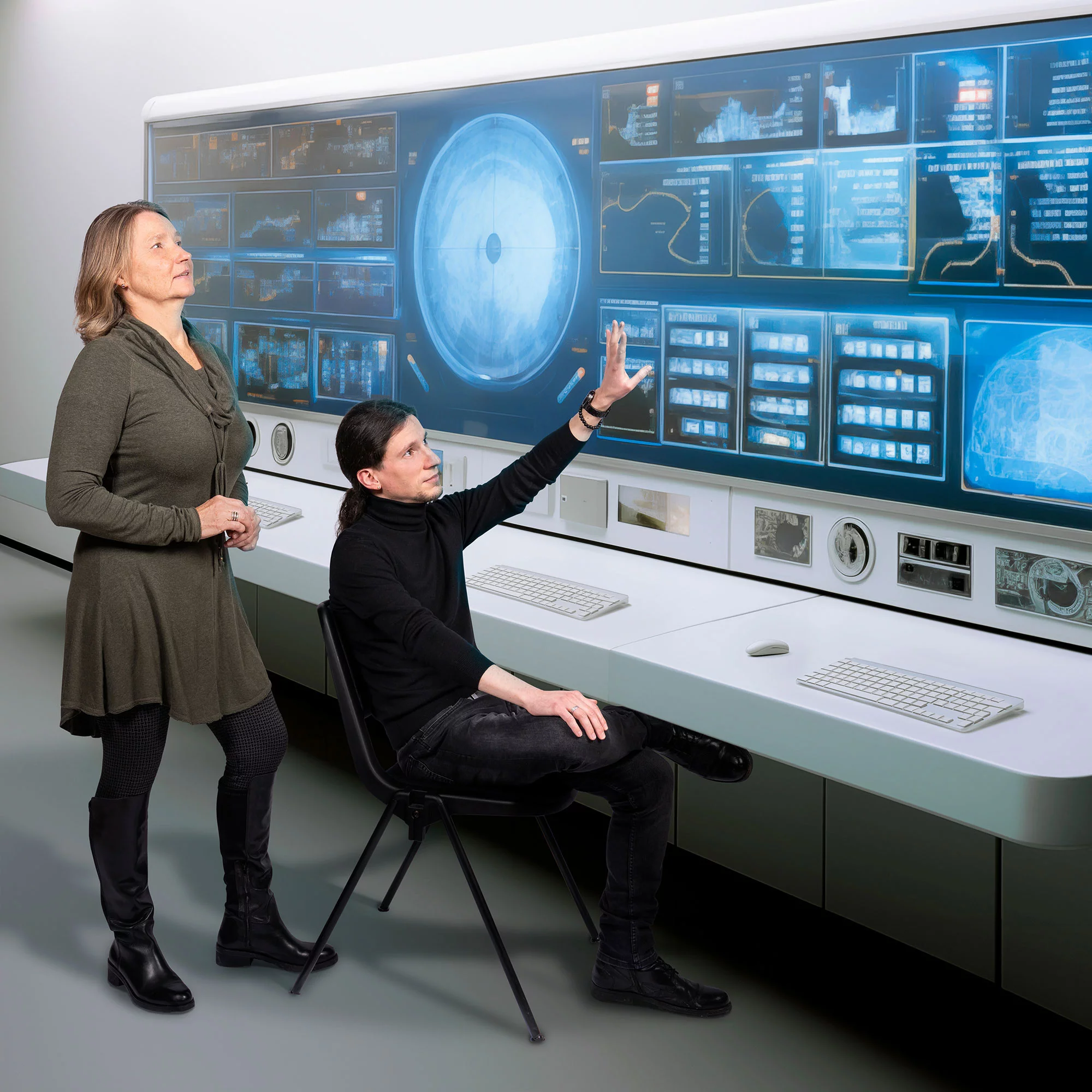 Terttaliisa Lind, Ingenieurin im Labor für Reaktorphysik und Thermohydraulik am PSI, und einer ihrer Mitarbeiter, Energieingenieur Christophe D’Alessandro, entwickeln Simulationen für die sichere Beherrschung von Störfällen in Kernkraftwerken.
