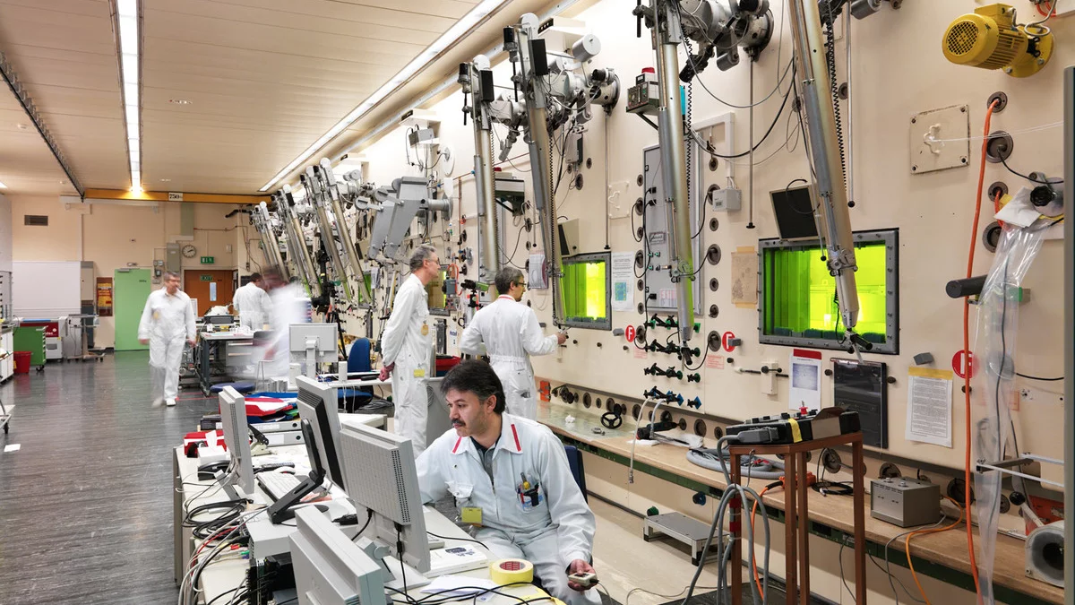 The large hot-cell line in the hot laboratory (HOTLAB)