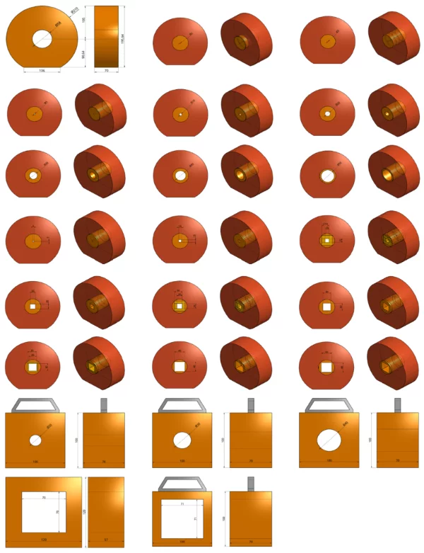 Selection of beam collimators available for users