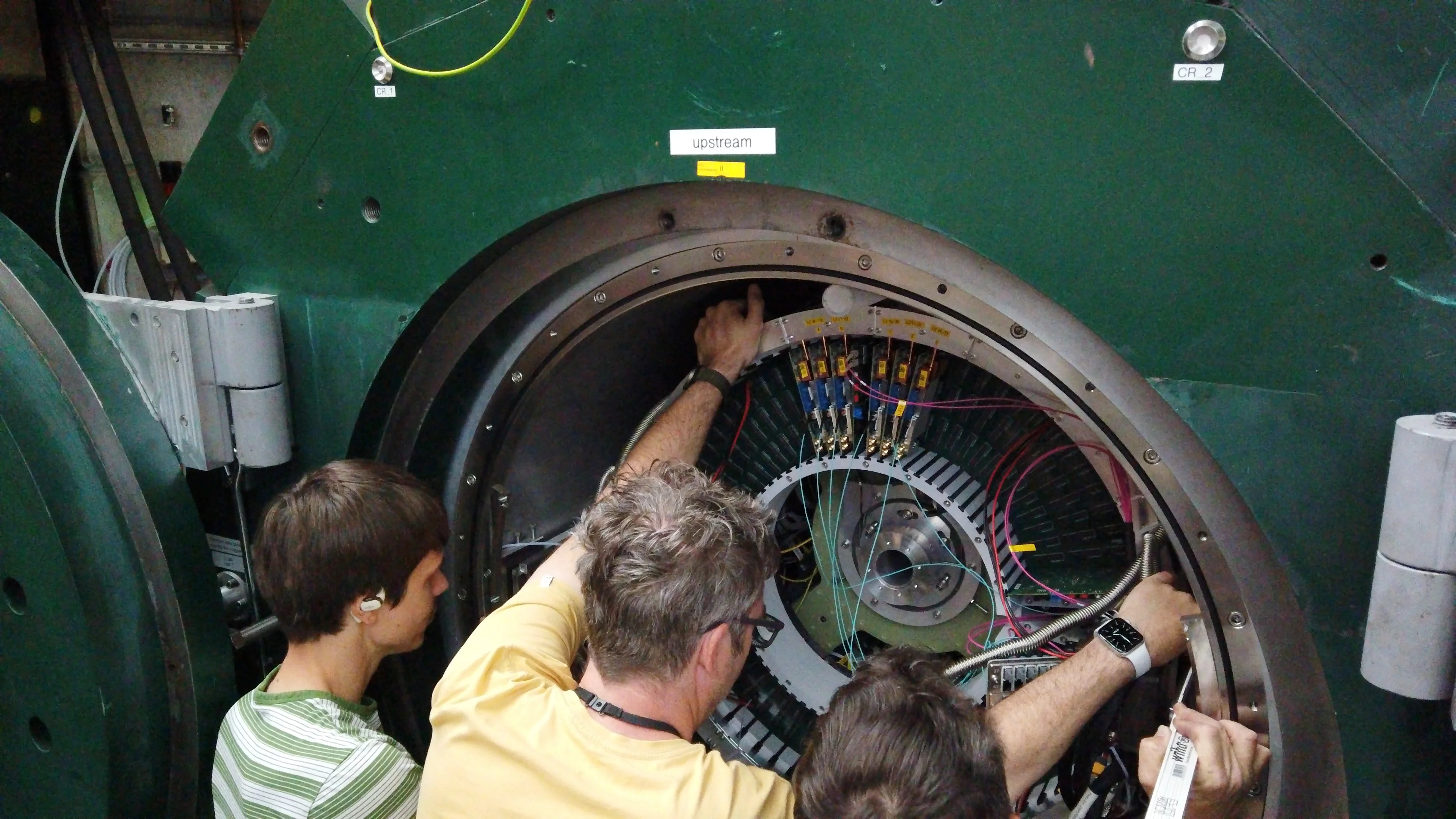 Mu3e detector being inserted into the magnet