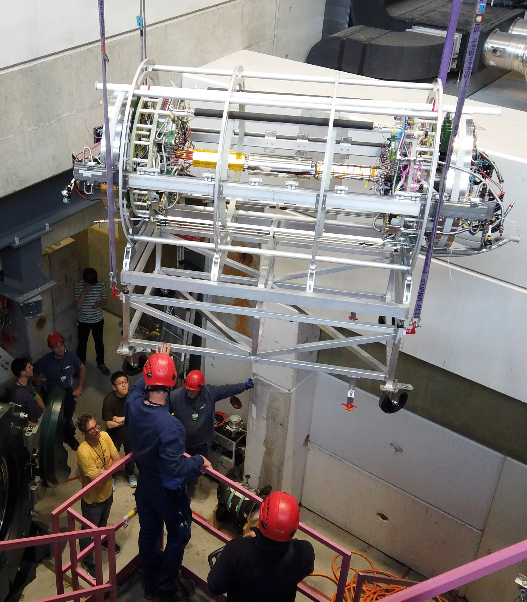 Mu3e detector being craned