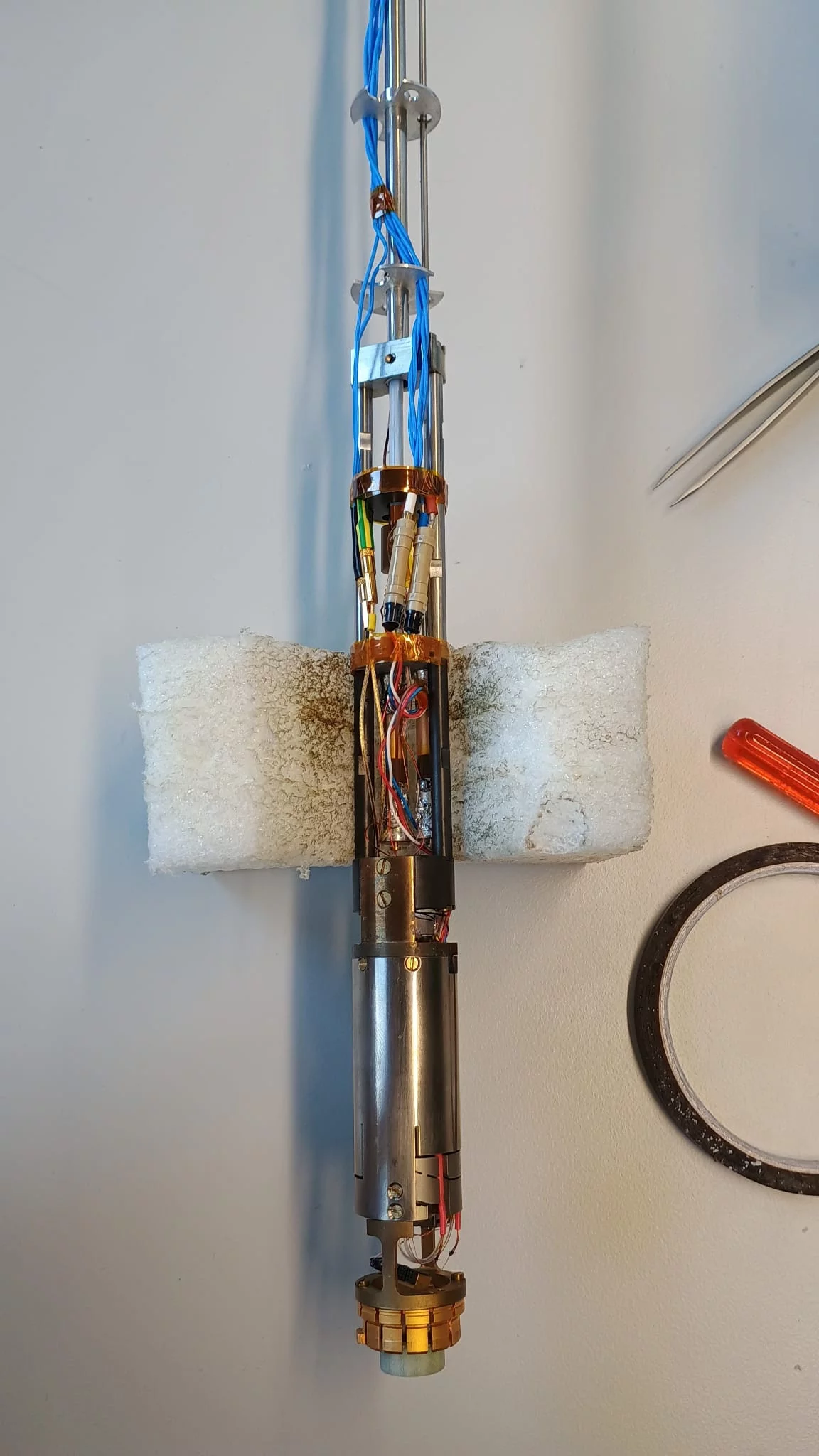 A close up of the sample end of the stick