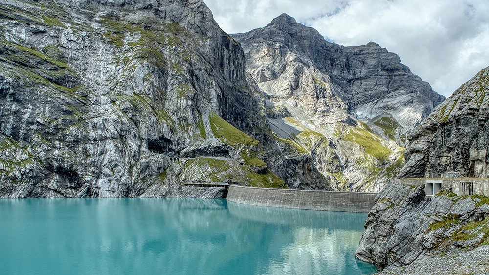 the dam at the Limmern pumped storage power plant in the Canton of Glarus
