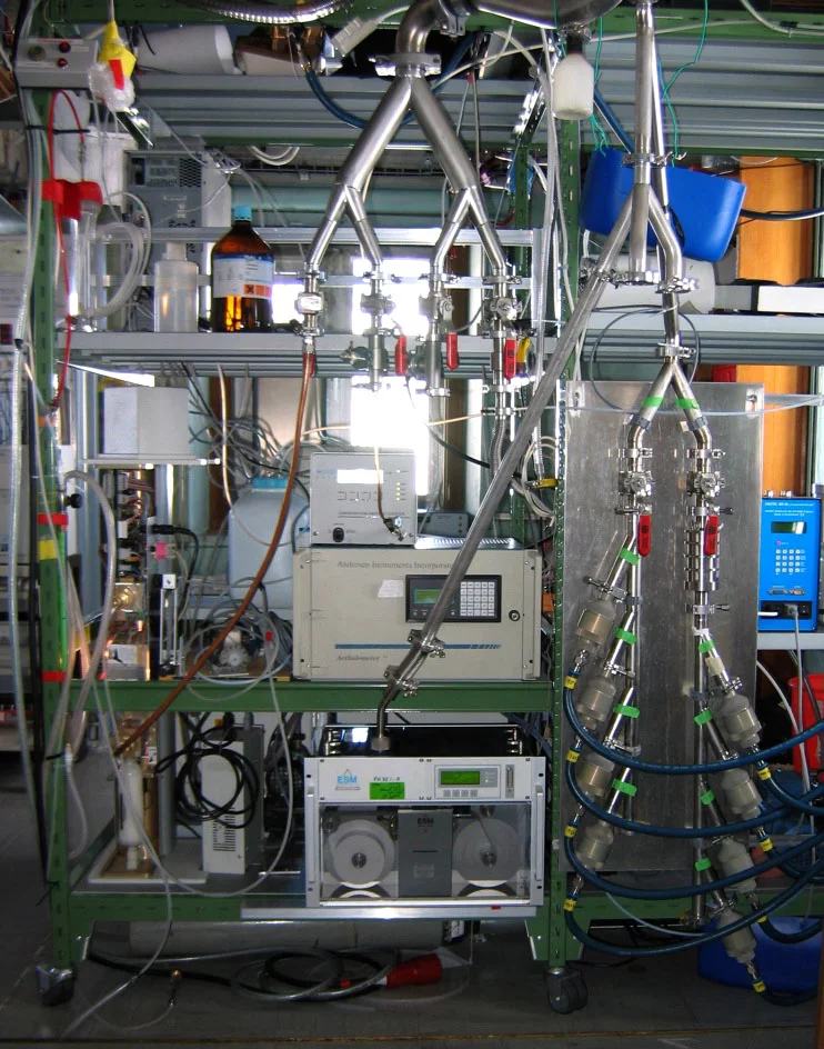 Aerosol instruments inside the Sphinx building.