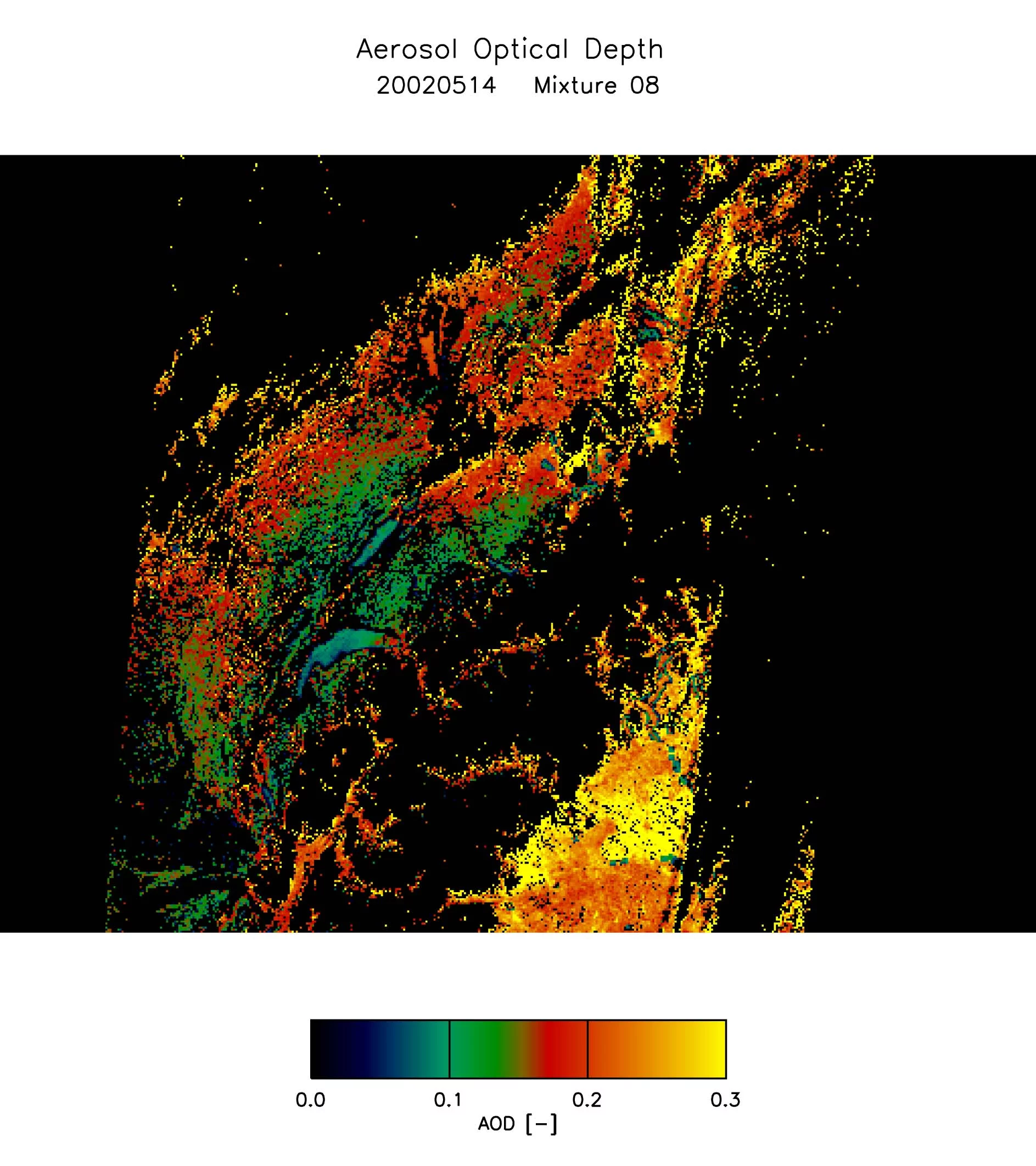 Aerosol Optical Depth over Switzerland on 14 May 2002