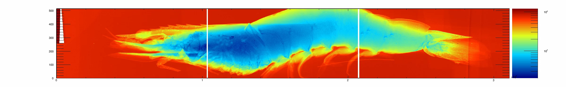EIGER first 3 module picture (1.5M pixel system, raw data, running at the SLS/CSAXS beamline, Sept. 2015)