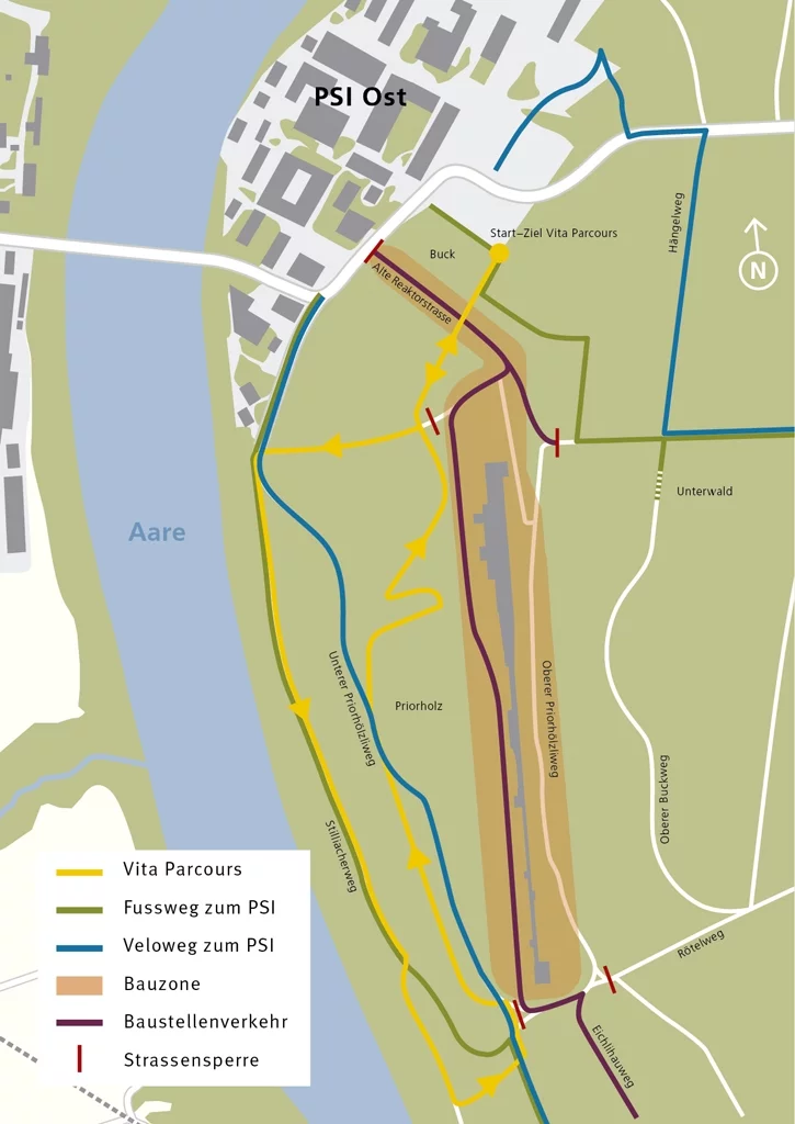 Ab Mai kommt es im Umkreis der SwissFEL-Baustelle im Würenlinger Wald zu Sperrungen und Umleitungen.