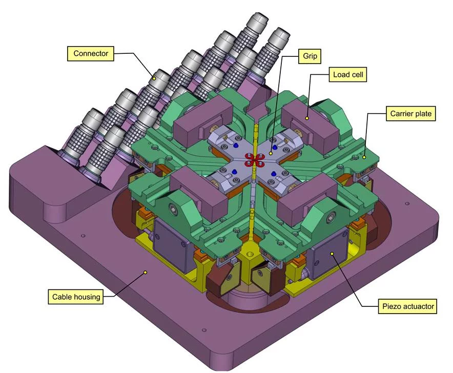Simulated strain distribution in a polymer reinforced Al cruciform sample subjected an equibiaxial load