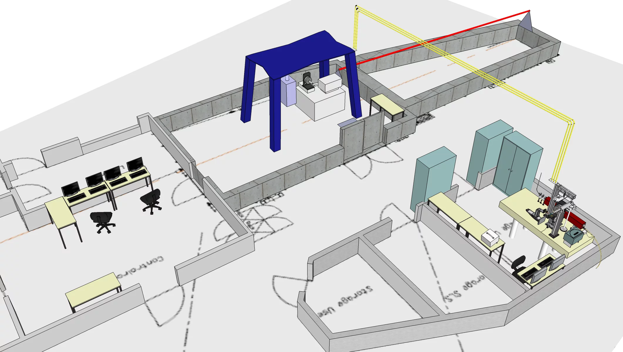 Figure 1: The SLSpectroLAB facility (lower right), located at beamline PXII (top) at the SLS. The facility provides both on-line as well as off-line setups.