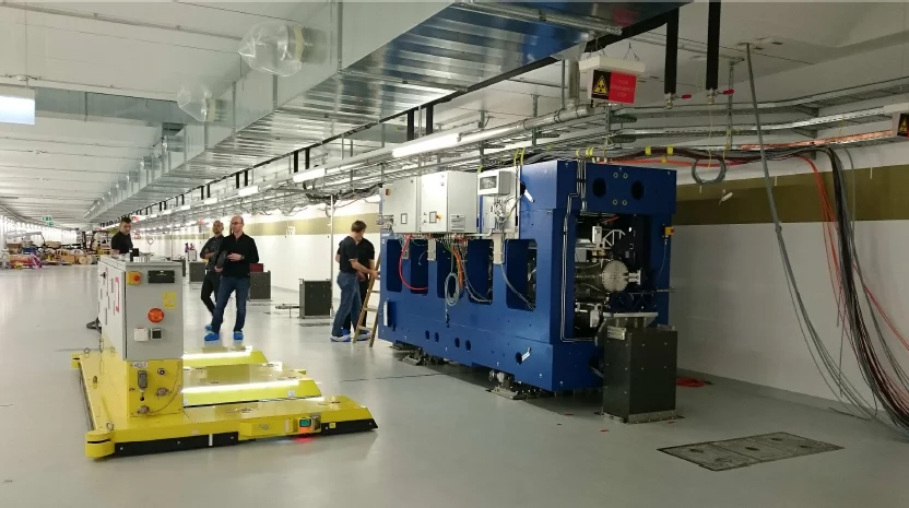 Figure 1: First Undulator in place in SwissFEL tunnel.