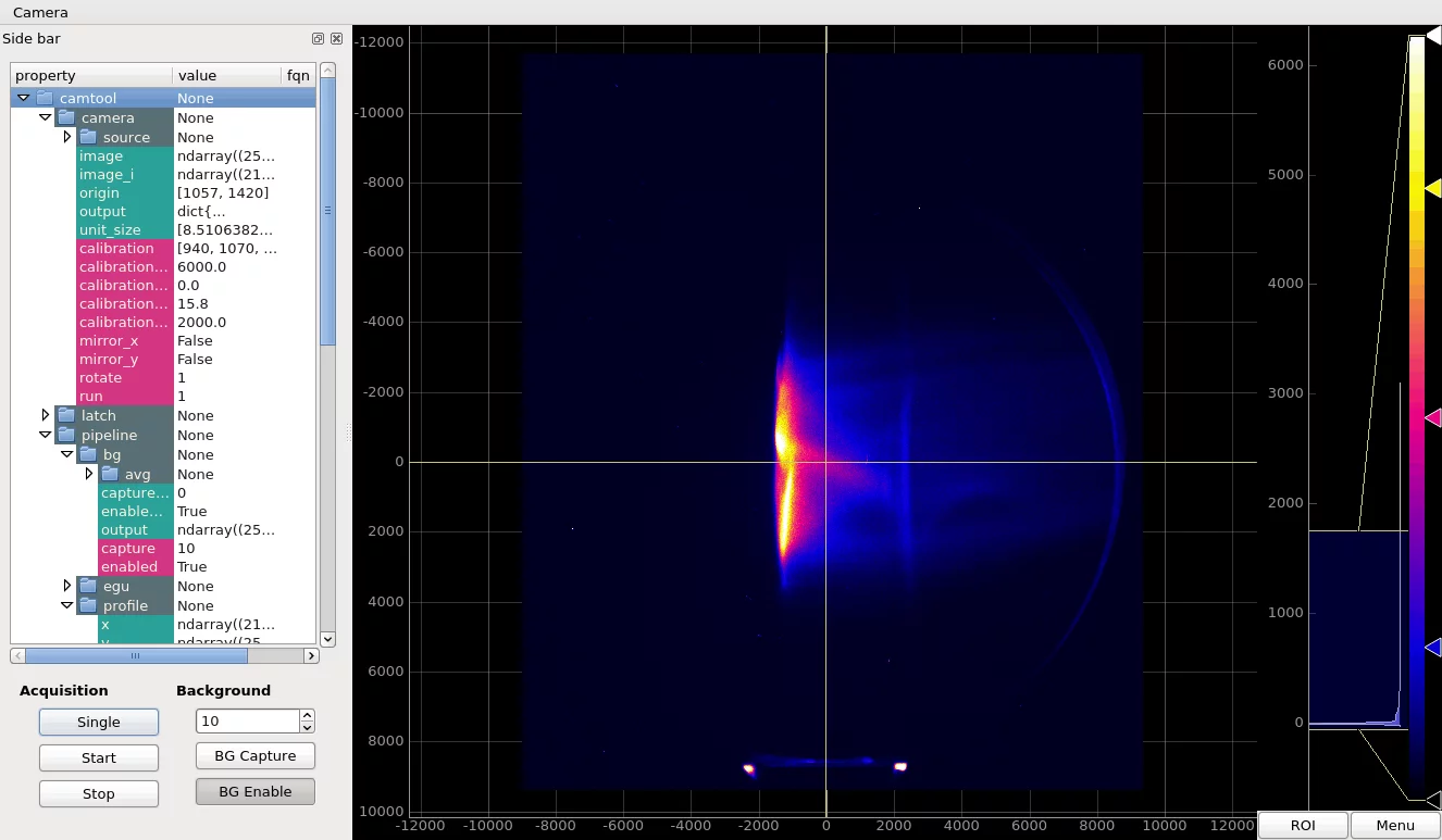 Screenshot of beam on beam monitor