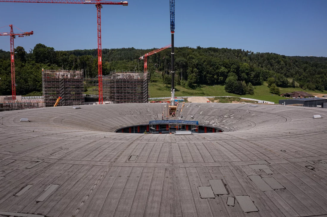 Construction works on the roof. 