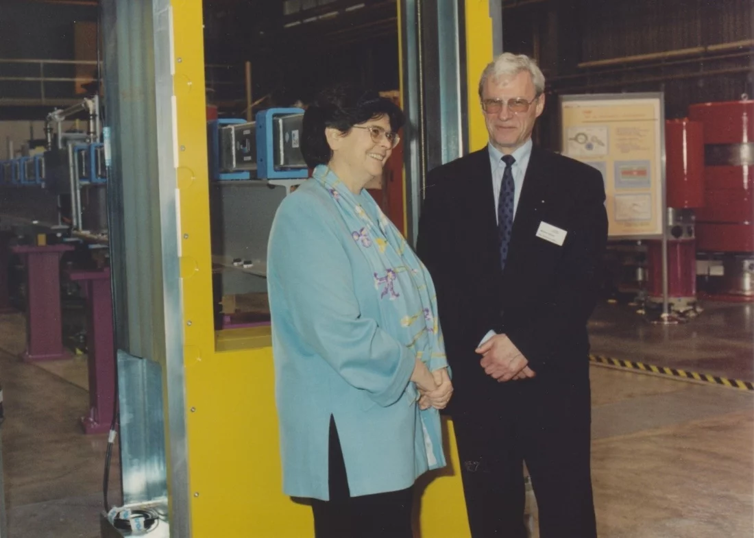 Federal Councillor, Ruth Dreifuss and former PSI director, Meinrad Eberle