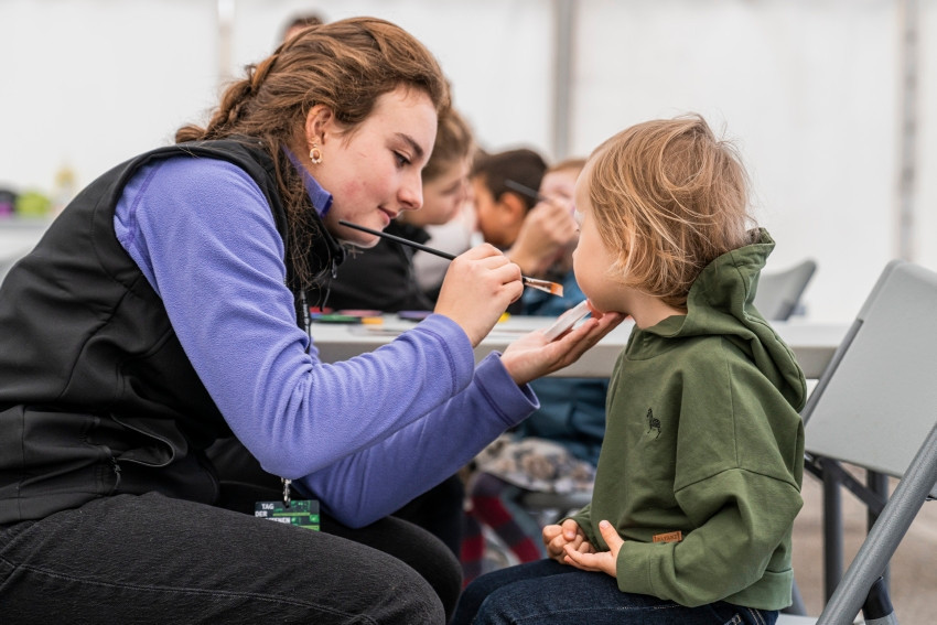 The youngest visitors were also catered for, alongside the science – the make-up tent was full of colourful and smiling faces.