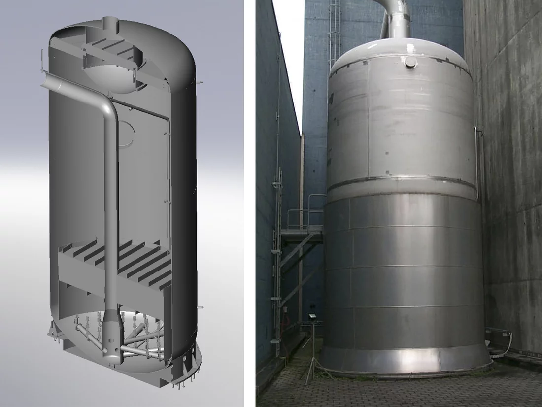 Die Filter werden einen Durchmesser zwischen 3 und 4 m haben und ca. 8 m hoch sein.