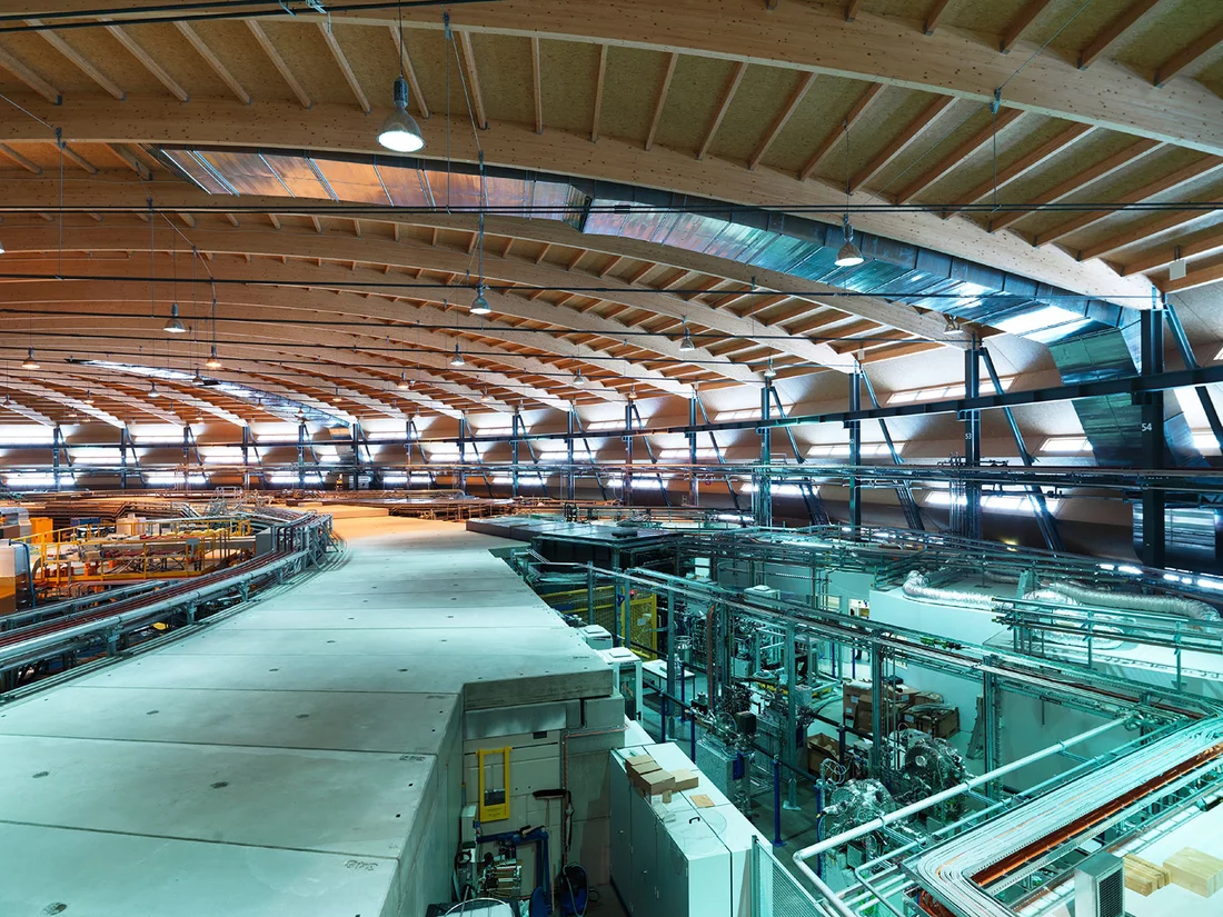 Among the research subjects investigated in the circular building of the Swiss Light Source SLS at PSI was the ribosome, a biomolecule that plays a critical role in the cells of all living things. (Photo: Scanderbeg Sauer Photography)