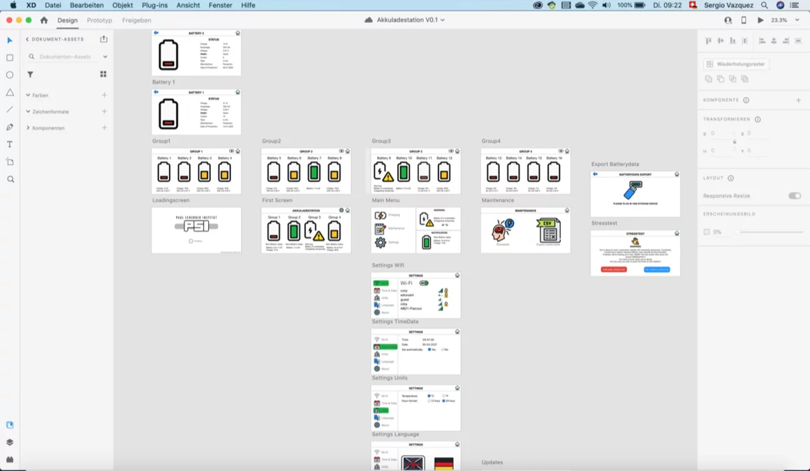 Aufbau des Konzepts in Adobe XD