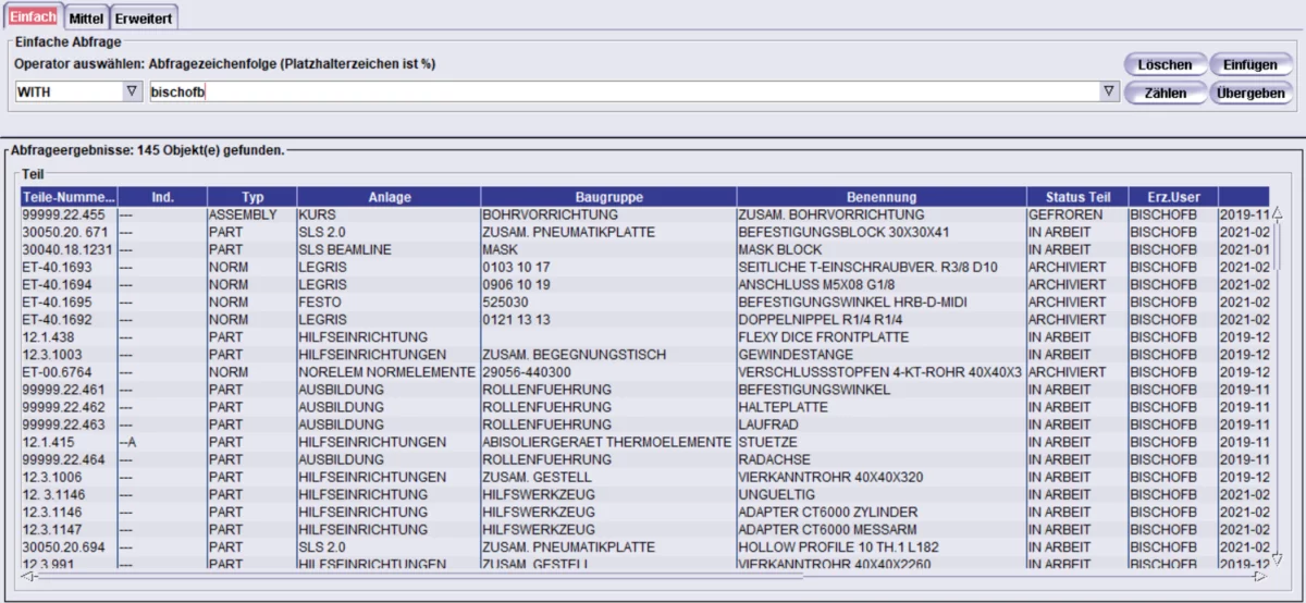 Suchfenster im VPM V4