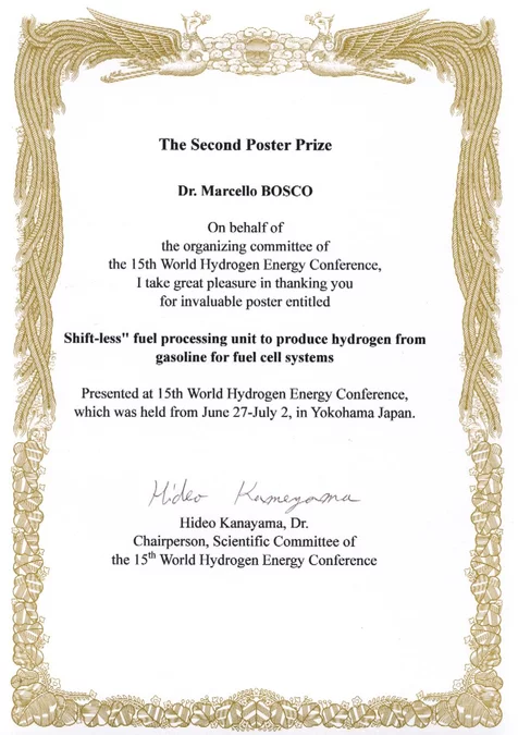 Second Poster Price, shift-less fuel processing unit to produce hydrogen from gasoline for fuel cell systems