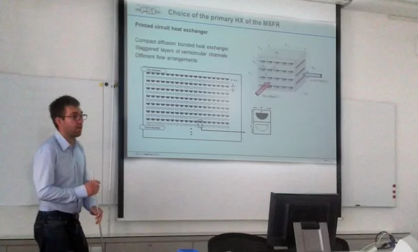 FAST in September 2014 (PSI Villigen). Valerio Ariu defends his MS thesis 'Heat exchanger analysis for innovative molten salt fast reactor'.