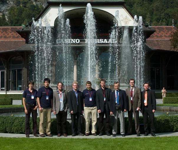 FAST in September 2008 (PHYSOR'08 conference, Interlaken, Switzerland). Left to right: Aurelia Chenu, Kaichao Sun, David Blanchet, Gaetan Girardin, Petr Petkevich, Aaron Epiney, Sandro Pelloni, Konstantin Mikityuk, Jiri Krepel.