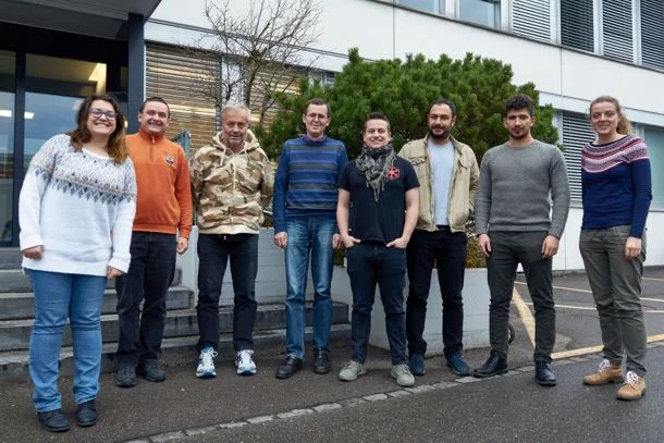 FAST in November 2016 (At the entrance to the NES building). Left to right: Anne-Laurene Panadero, Jiri Krepel, Sandro Pelloni, Konstantin Mikityuk, Boris Hombourger, Ahmed Shama, Simone Mambelli, Emeline Beltjens.