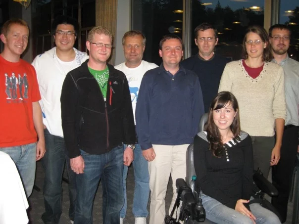 FAST in September 2010 (After Dr. Epiney's public defence). Left to right: Robert Adams, Kaichao Sun, Gaetan Girardin, Sandro Pelloni, Jiri Krepel, Konstantin Mikityuk, Kristina Yancey, Aurelia Chenu, Aaron Epiney.