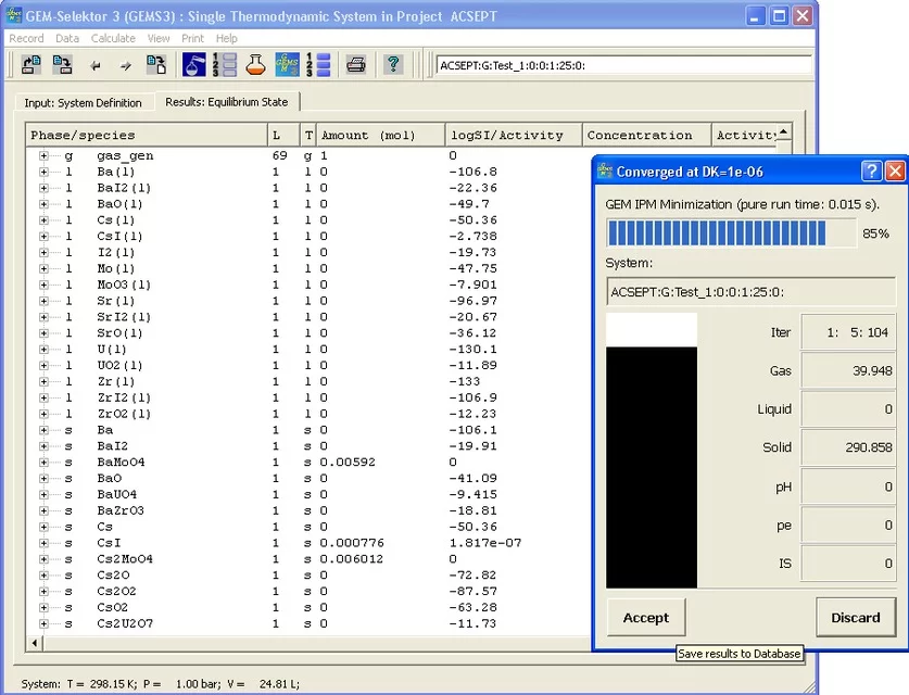 Component speciation is calculated under normal conditions, i.e. at reference pressure Pr = 1013 mbar and temperature Tr = 298K